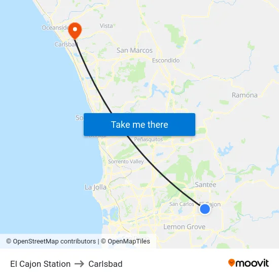 El Cajon Station to Carlsbad map