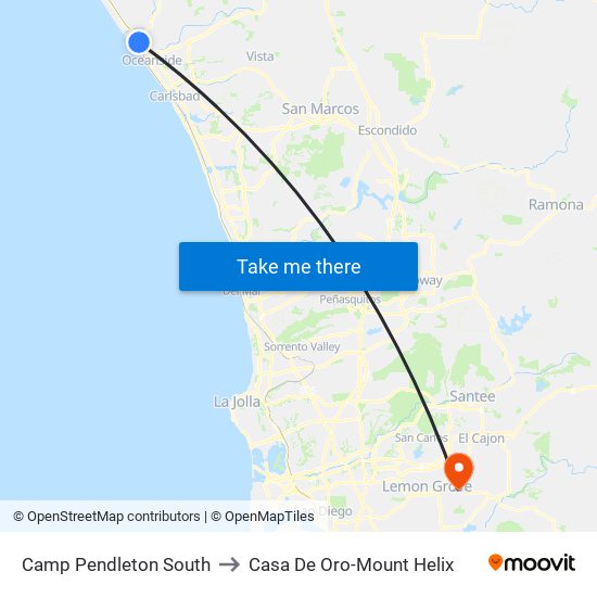 Camp Pendleton South to Casa De Oro-Mount Helix map