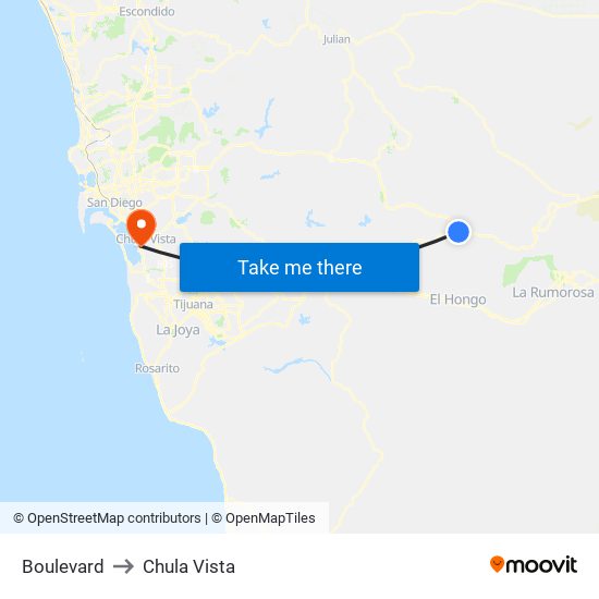 Boulevard to Chula Vista map
