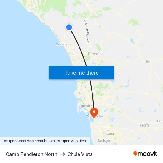 Camp Pendleton North to Chula Vista map