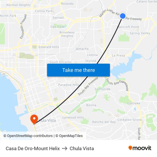 Casa De Oro-Mount Helix to Chula Vista map