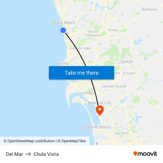 Del Mar to Chula Vista map