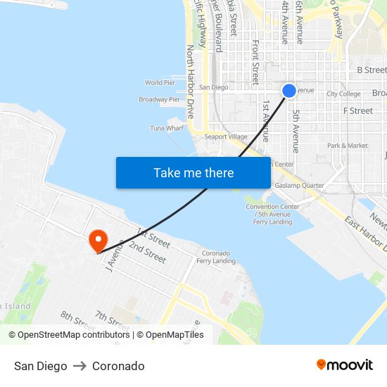 San Diego to Coronado map