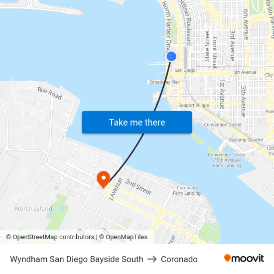 Wyndham San Diego Bayside South to Coronado map