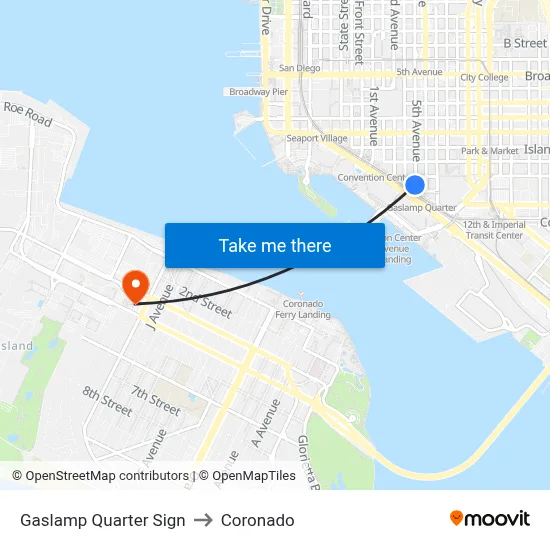 Gaslamp Quarter Sign to Coronado map