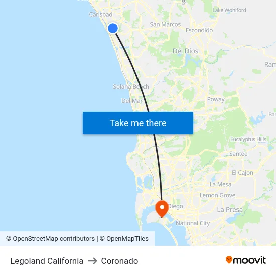 Legoland California to Coronado map