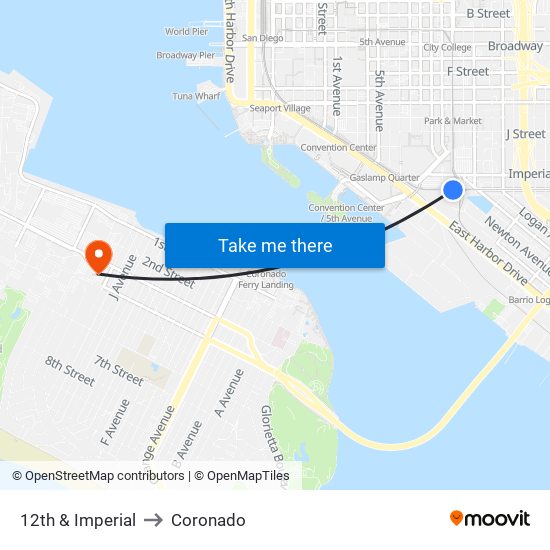 12th & Imperial to Coronado map