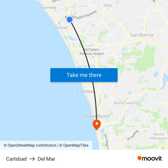 Carlsbad to Del Mar map