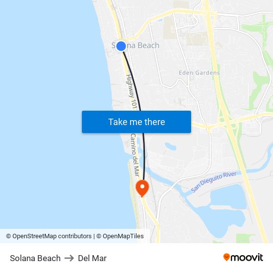 Solana Beach to Del Mar map