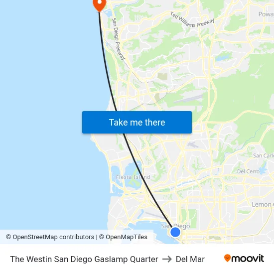 The Westin San Diego Gaslamp Quarter to Del Mar map