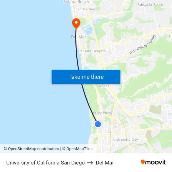 University of California San Diego to Del Mar map