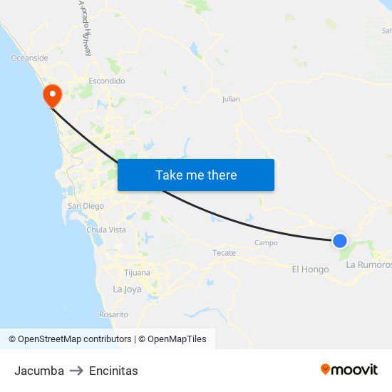 Jacumba to Encinitas map