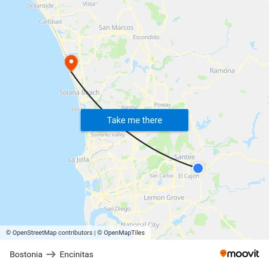 Bostonia to Encinitas map
