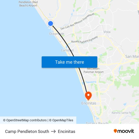 Camp Pendleton South to Encinitas map