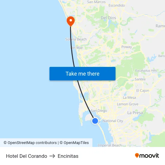 Hotel Del Corando to Encinitas map