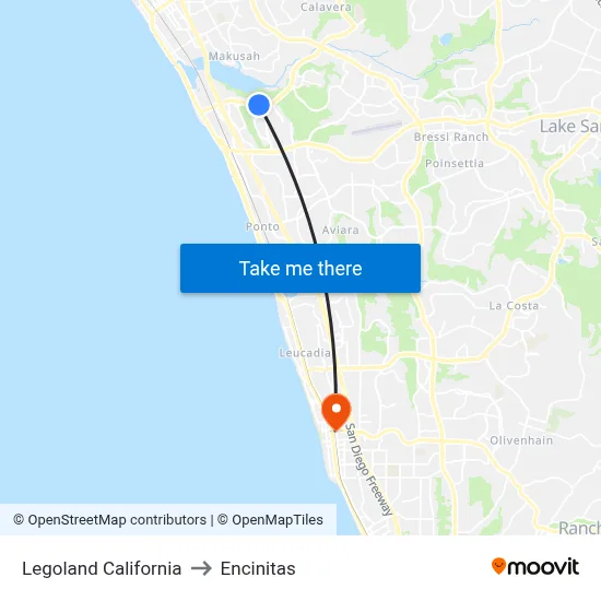 Legoland California to Encinitas map