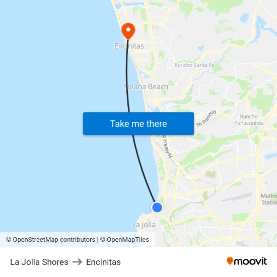 La Jolla Shores to Encinitas map