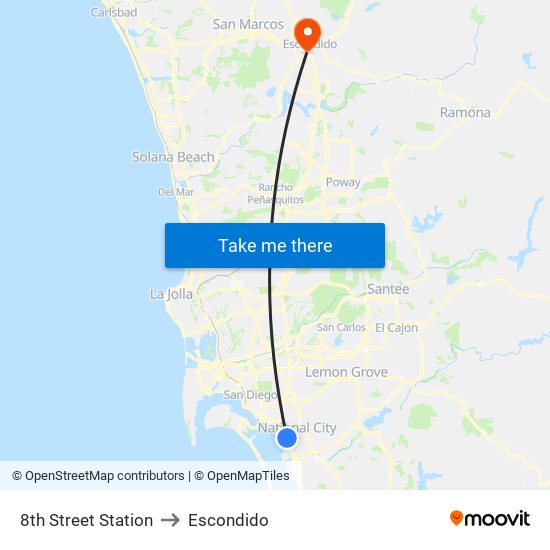 8th Street Station to Escondido map