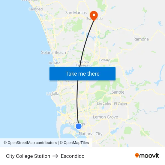 City College Station to Escondido map