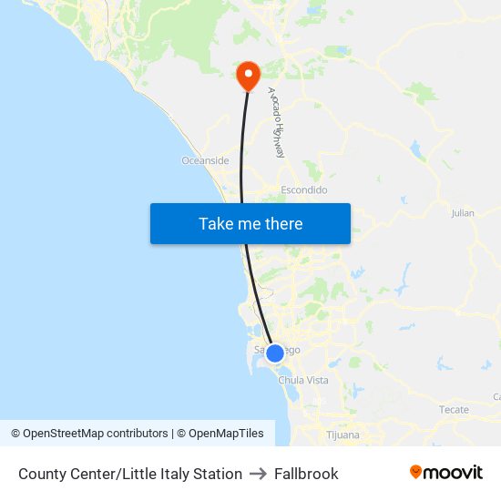 County Center/Little Italy Station to Fallbrook map