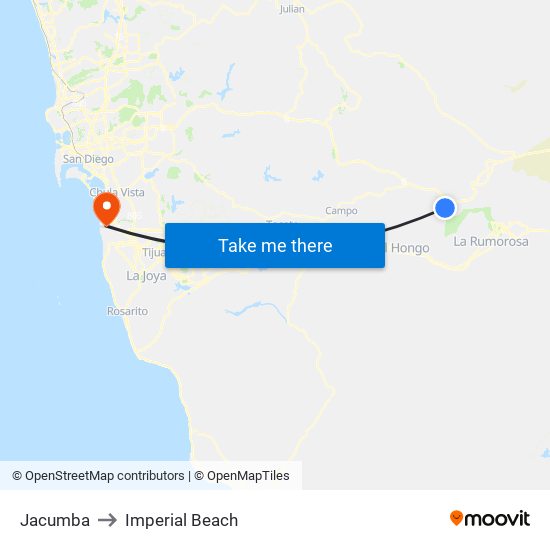Jacumba to Imperial Beach map