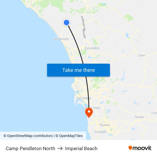 Camp Pendleton North to Imperial Beach map