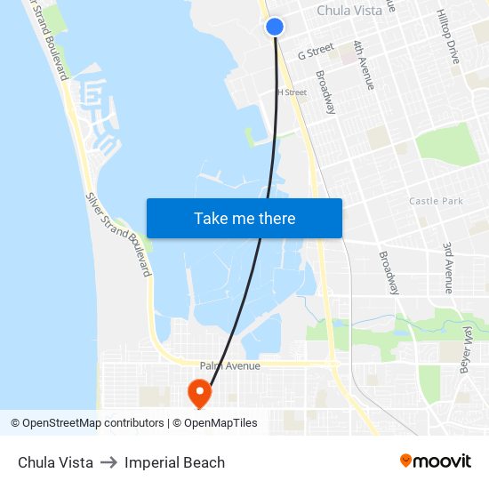 Chula Vista to Imperial Beach map