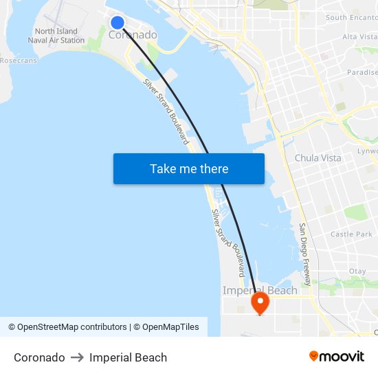 Coronado to Imperial Beach map