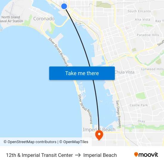 12th & Imperial Transit Center to Imperial Beach map