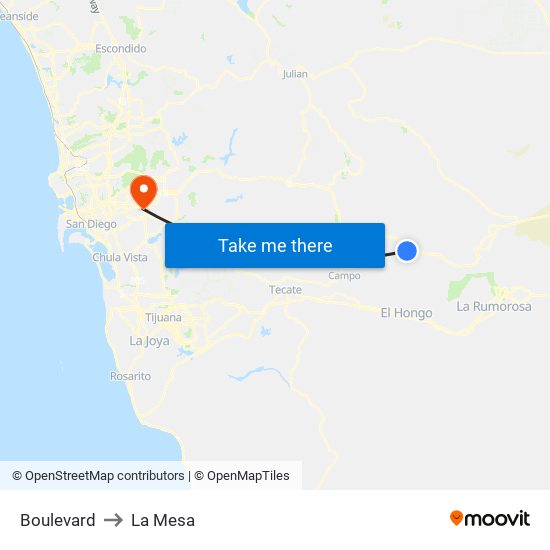 Boulevard to La Mesa map
