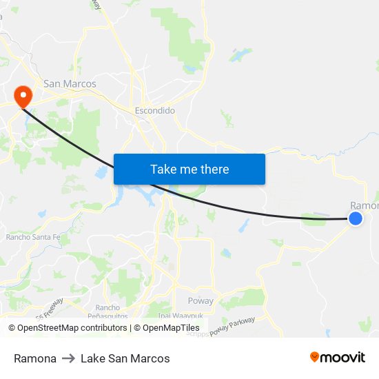 Ramona to Lake San Marcos map