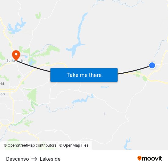 Descanso to Lakeside map
