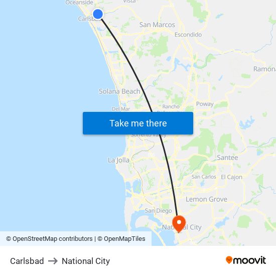 Carlsbad to National City map
