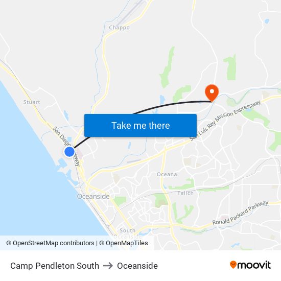 Camp Pendleton South to Oceanside map