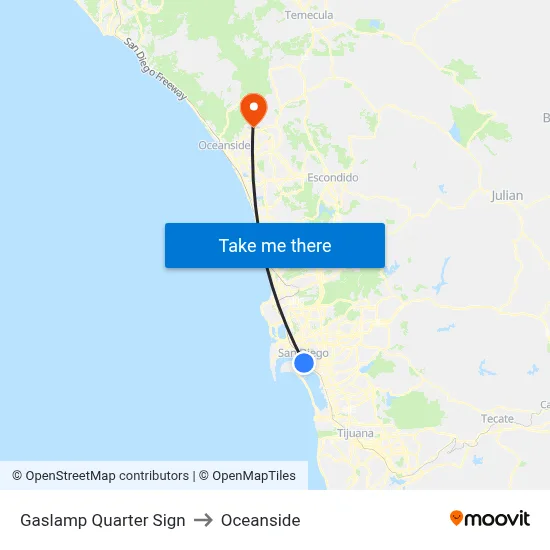 Gaslamp Quarter Sign to Oceanside map