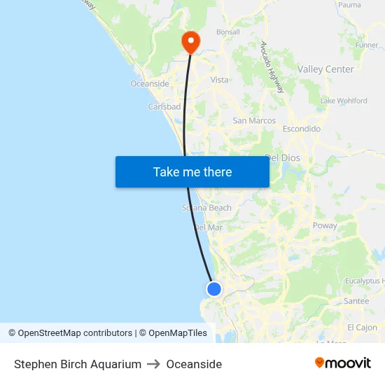 Stephen Birch Aquarium to Oceanside map