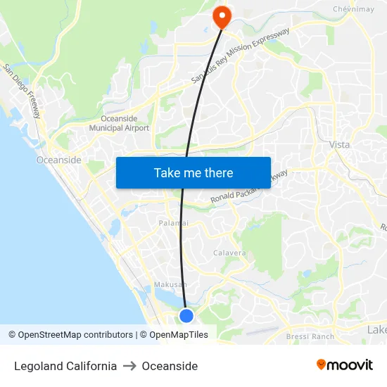 Legoland California to Oceanside map