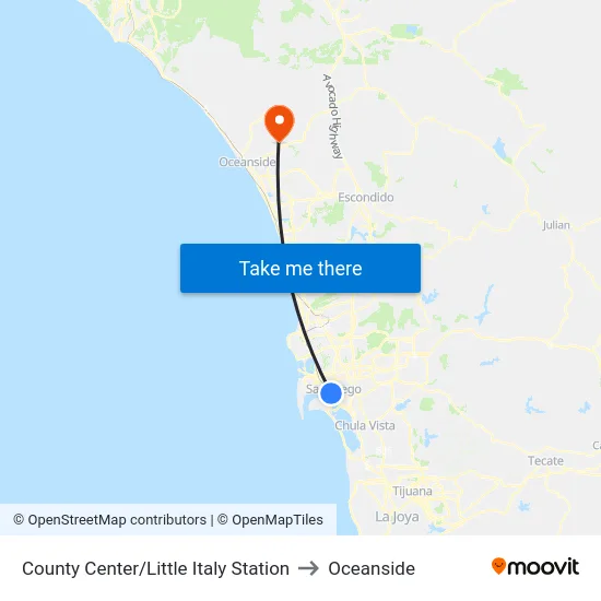 County Center/Little Italy Station to Oceanside map