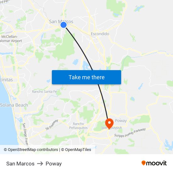 San Marcos to Poway map