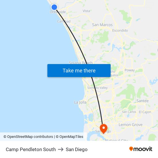 Camp Pendleton South to San Diego map