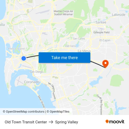 Old Town Transit Center to Spring Valley map