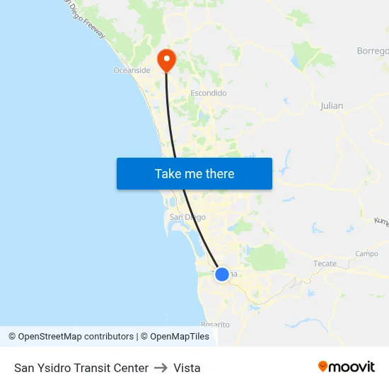 San Ysidro Transit Center to Vista map