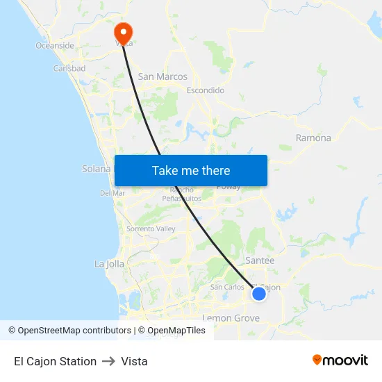 El Cajon Station to Vista map