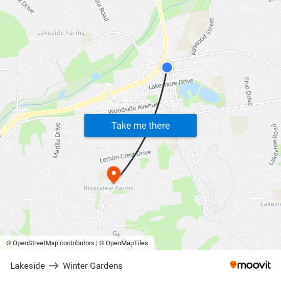 Lakeside to Winter Gardens map