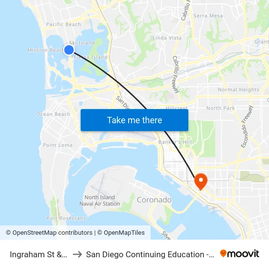 Ingraham St & La Cima Dr to San Diego Continuing Education - Cesar Chavez Campus map