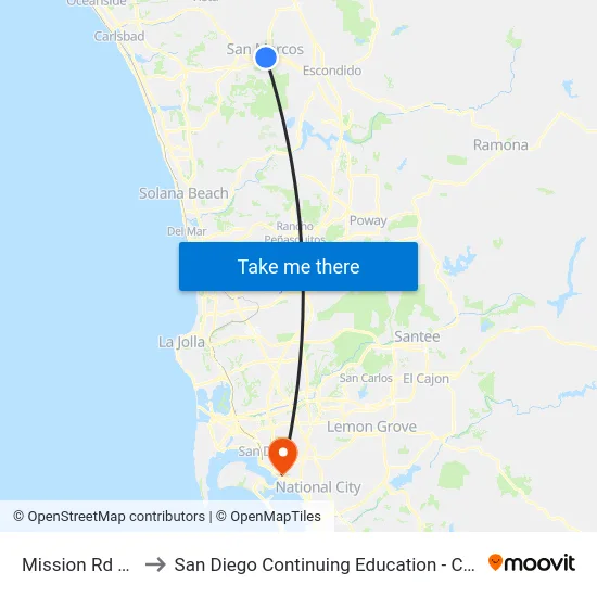 Mission Rd & Pico Av to San Diego Continuing Education - Cesar Chavez Campus map