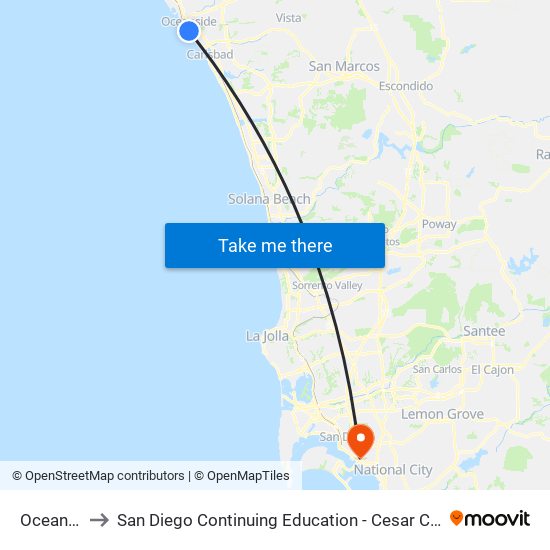 Oceanside to San Diego Continuing Education - Cesar Chavez Campus map