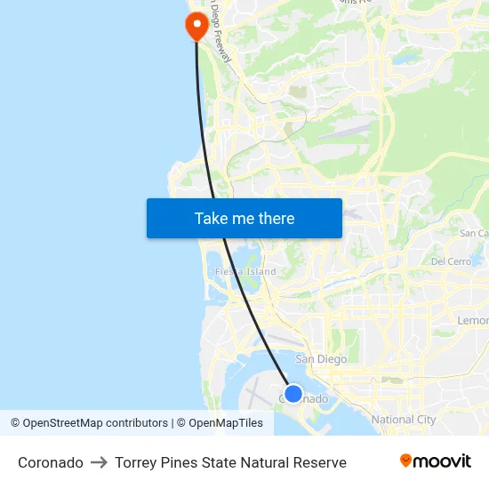 Coronado to Torrey Pines State Natural Reserve map