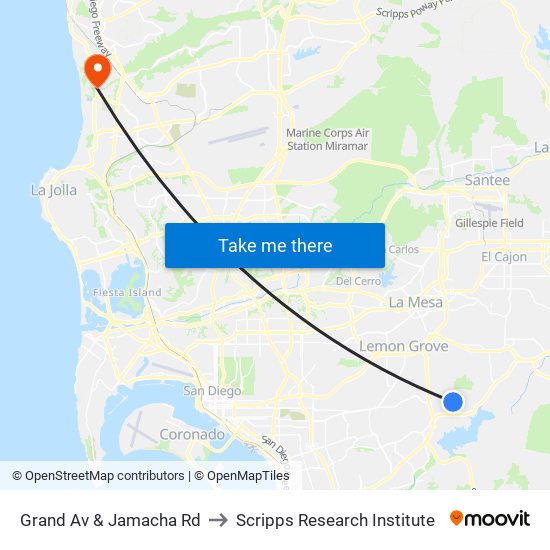 Grand Av & Jamacha Rd to Scripps Research Institute map