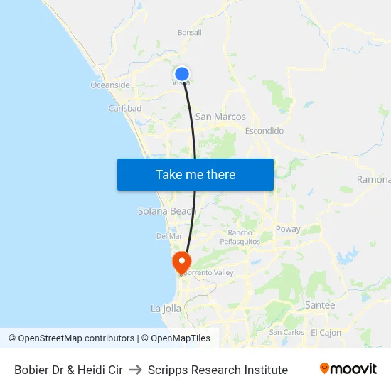 Bobier Dr & Heidi Cir to Scripps Research Institute map